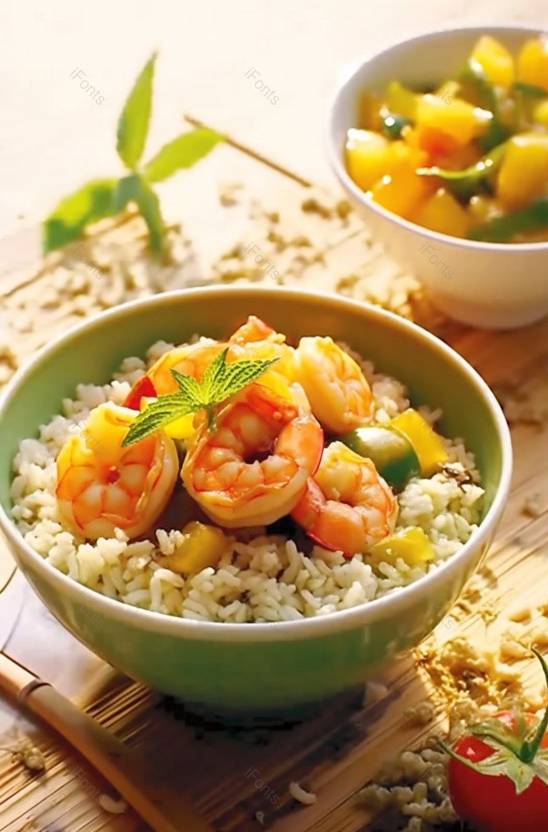 食欲米饭小碗饭水果虾仁杂粮,高清,摄影图,摄影图片,图片大全,摄影图免费下载